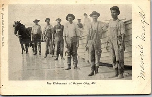 Vintage Maryland Postcard Fishermen at Ocean City MD Posted 1906 Boat Horse - Picture 1 of 3