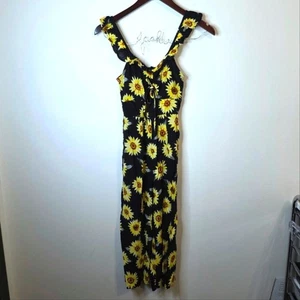 Derek Heart Sunflower Cropped Capri Jumpsuit Romper Size Small - Picture 1 of 12