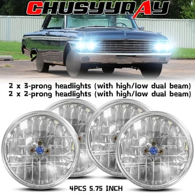 Faros halógenos redondos haz alto/bajo PARA Ford LTD Thunderbird Torino 5,75" 5-3/4" Foto 1 de 4