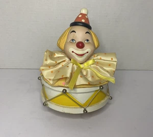 Vintage clown drum music box yellow - works - Picture 1 of 3