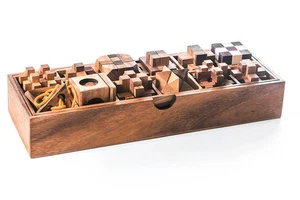 Kubiya Games - 12 Mechanical Puzzle Set -  Wooden Brain Teaser Puzzle Gift Set - Picture 1 of 4