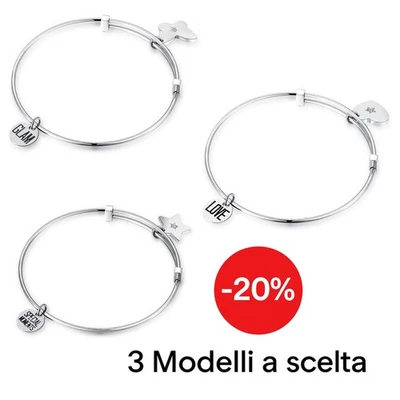 Bracciale Rigido Donna Acciaio Sagapo Happy Cuore Stella Farfalla SHAD01-04-08 - Immagine 1 di 3