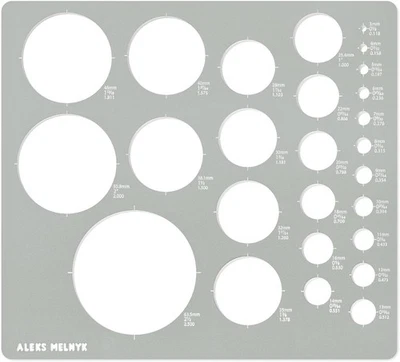 Plantilla de círculo de metal métrica No.200, trazadores de círculo para dibujo, regla, plantilla Foto 1 de 2