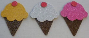 {6} Conos de helado SPRiNKLE - Invitaciones de cumpleaños GLiTTER troquelados de aglomerado - Imagen 1 de 1