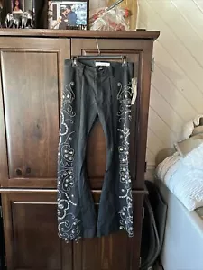 Frankie B Black Jeweled Flare Leg Stretchy 27 - Picture 1 of 8