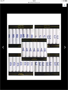 7pk Pañuelos Para Hombre Blanco 100% Algodón Talla Completa En Caja Azul Bordado Regalo Inicial - Imagen 1 de 1