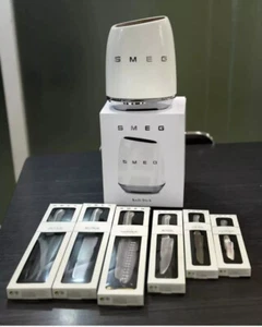 SMEG 7-Pieces NEW Vintage Kitchen Knife Block Set Stainless Steel Ivory White - Picture 1 of 4