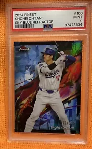 Shohei Ohtani 2024 Finest #100 Sky Blue Refractor 192/325 LA Dodgers PSA 9 Mint - Bild 1 von 4
