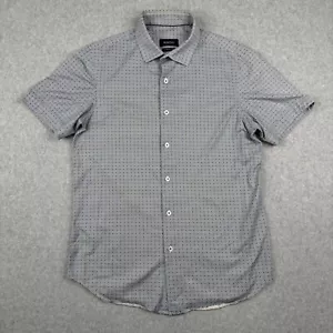 Bugatchi Shirt Mens Small Blue Floral OoohCotton Tech 8 Way Stretch Short Sleeve - Picture 1 of 8