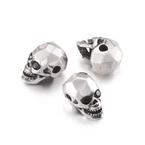 10 Stck. Silber Messing Micro Pavé Zirkonia Totenkopf Perlen Nickelfrei 13x7,5 mm - Bild 1 von 8