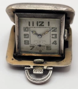 Vintage English Sterling Silver mini travel watch AS IS to fix Case 38mm by 38mm - Picture 1 of 9