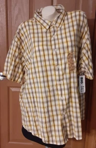 Arizona Jean Company Yellow Plaid Shirt Short Sleeves Men's Big and Tall 3XL NWT - Picture 1 of 5