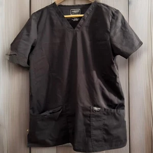 Cherokee Revolution Scrubs Top Womens Medium Charcoal Medical Doctor Nurse - Picture 1 of 3