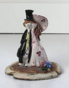 Zampiva Bride & Groom Figurine Spaghetti Hair Art Pottery 3in High VGC - Picture 1 of 6