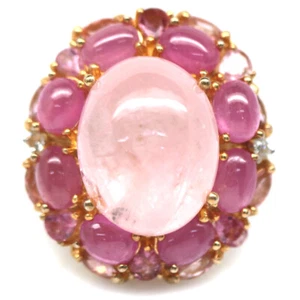 Anillo De Rubí, Zirconio Y Morganita Rosa Claro De Plata Esterlina 925 Talla 6.5 - Imagen 1 de 4