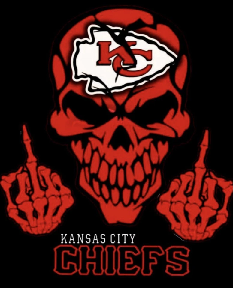 2 calcomanías de vinilo impermeables de los dedos medios de calavera de los Kansas City Chiefs 5x3,7 Foto 1 de 1