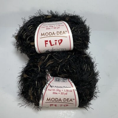 Moda Dea FLIP Eyelash Yarn Brownie #9364 Discontinued 2 Skeins - Image 1 of 4