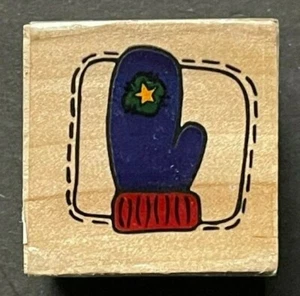 Winter Season Weather Gloves Mitten Outfit Clothing Fashion Wood Rubber Stamp - Picture 1 of 4