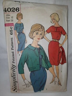 Vintage 60's Simplicity 4026 Adorable One Piece Dress and Jacket Size 12 Bust 32 - Image 1 of 4