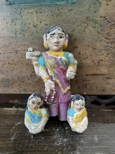 1700's Antique Old Stone Rare Hindu Temple Goddess With Baby Sculpture - Picture 1 of 9