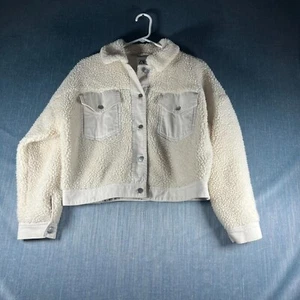 Zara Womens Jacket Ivory Teddy Fur Long Sleeve Button Closure Size S Polyester - Picture 1 of 11