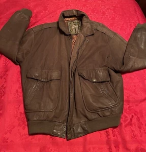 Authentic Structure Outerwear Mens Jacket Leather Bomber Vintage Full Zip Sz XL - Picture 1 of 12