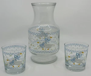 Caraffa in vetro country fattoria ancoraggio vintage 1987 e 2 bicchieri vecchia moda - Foto 1 di 14