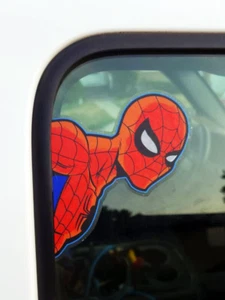Peeking Spider-Man Clear Vinyl Sticker 80s Marvel Truck Car Laptop Comic Decal - Picture 1 of 7