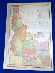 1906 IDAHO Map 20.5 x 14" RAILROAD Key ~ Great Northern Express, Pacific Express - Picture 1 of 14