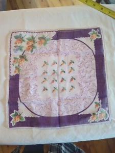 VINTAGE HANKY 1950er MCM Blumen Blumen Lila und Gold - Bild 1 von 3
