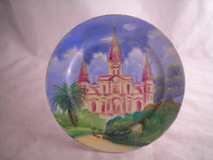 St. Louis Cathedral New Orleans Louisiana Souvenir Plate 7 3/8" HP Porcelain - Picture 1 of 1