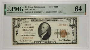 1929 Brillion WI 1st National Bank $10 PMG 64 Top Pop - Picture 1 of 2