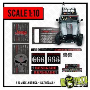Juego de pegatinas de coche RC 1:10 JEEP CJ7 AXIAL SCX 10 III Offroad Renegade USA - Imagen 1 de 5