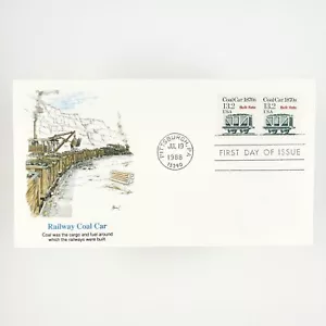Railway Coal Car 1870s Railroad Stamp 1988 First Day Issue Stamped Envelope B571 - Picture 1 of 2