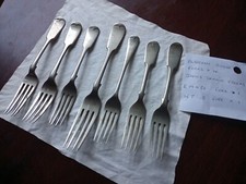 7x Antique forks. Albecent/James Deakins/E M & co/WT S