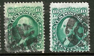Sc#68 x 2 Shades Fancy Cancel 10 Cent Washington 1861 Civil War US 84E12 - Picture 1 of 4