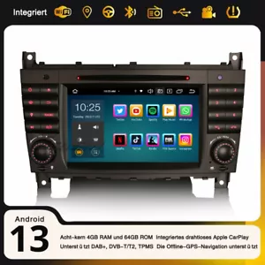Android 13 Autoradio Mercedes C/G/CLC-Klasse W203 W463 GPS DAB+ CarPlay USB 64GB - Bild 1 von 15