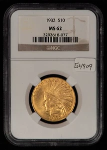1932 G$10 Indian Head Gold Eagle - NGC MS 62 - SKU-G4909 - Picture 1 of 4