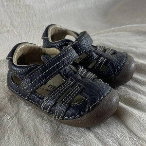 Stride Rite Closed Toe Sandals Shoes Baby Infant Boy SZ 2.5W Dark Brown Leather - Picture 1 of 8
