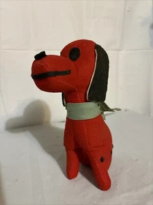 Vtg Red Dog Plush Stuffed Animal Toy Japan Black Spotted. 8”. Cute. - Picture 1 of 7