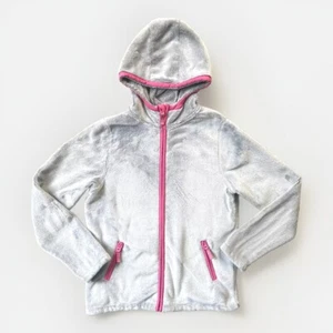 Lands End Jacket Youth XL Gray Full Zip Softest Fleece Hooded Pockets - Picture 1 of 11