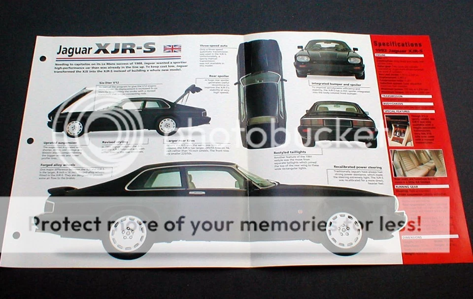 1992 JAGUAR XJR-S COUPE UNIQUE IMP BROCHURE '92 - Image 1 of 1