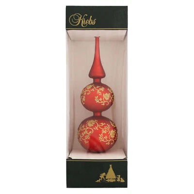 Christbaumspitze rot matt mit Glitterdekor, ca. 34 cm Baumspitze Baumschmuck - Bild 1 von 4