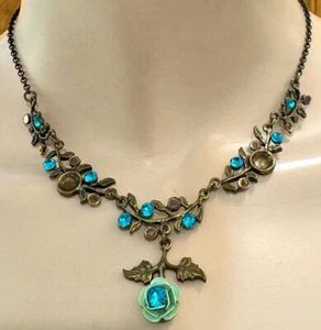 Collar de piedra Swarovski azul, hecho a mano en EE. UU. - Imagen 1 de 5