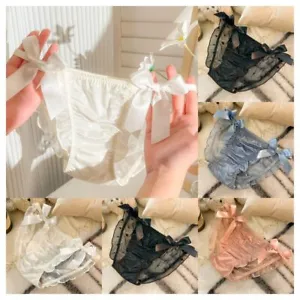Low Waist Women's Lace Mesh Bowknot Panties Women - Zdjęcie 1 z 13