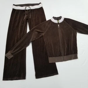 Authentic Vintage Juicy Couture TrackSuit Matching Set Brown Large Jacket Pants - Picture 1 of 11