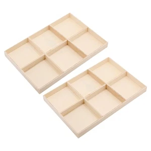 2 Pcs Wooden Box With Multi Compartments For Pendant Storage Jewelry Organizer - Picture 1 of 11