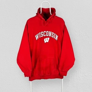 Vintage Steve & Barrys Wisconsin Badgers Red Hoodie Embroidered Mens Large - Picture 1 of 5
