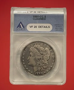 1891 CC MORGAN VF 20 Details Cleand ANACS - Picture 1 of 2
