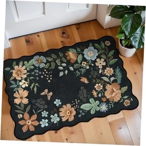Floral Washable Entryway Rug, 2X3 Soft Kitchen Rugs Non-Slip, Ultra-Thin Door - Picture 1 of 7